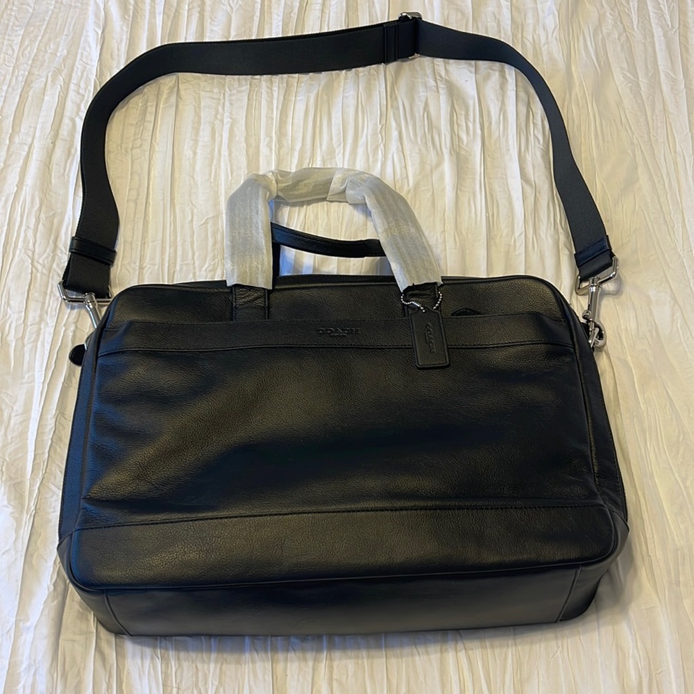 NWT Men’s Black Coach Hamilton Commuter Leather Briefcase